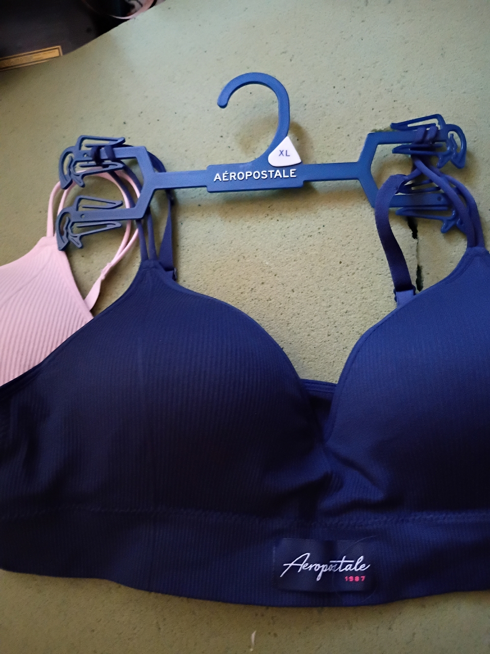 Aeropostale Navy Blue Seamless Padded Bralette with Pink Accent
